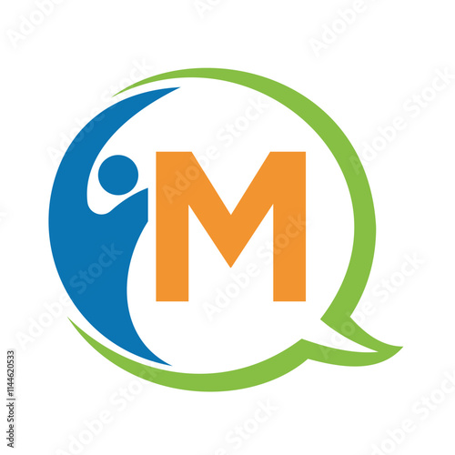 Human Life Logo combine with letter M vector template