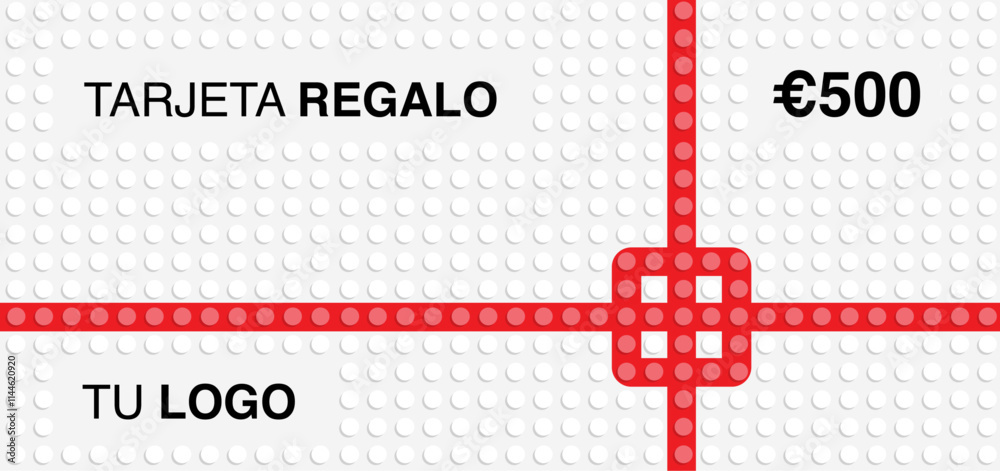 Diseño de tarjeta regalo: diseño vectorial amarillo con placa y lazo rojo. Plantilla de descuento para impresión. Presente festivo ideal para tiendas y promociones.