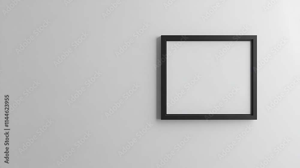 Hanging blank picture frame mockup photo on a softly lit wall.. AI Generated Hanging blank picture frame mockup photo on a softly lit wall.. AI Generated