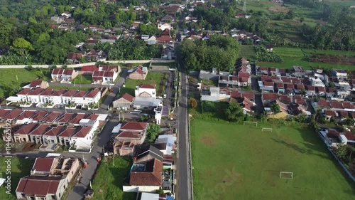 The drone view of Baturaden cityscape in Banyumas Regency, Central Java, Indonesia. It was taken on January 01, 2025 by a professional. It's a wonderful cityscape with a nice view photo