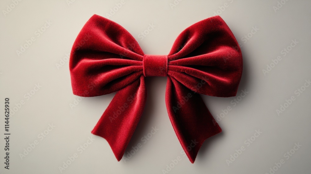 Elegant red velvet bow on a white backdrop Elegant red velvet bow on a white backdrop