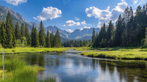 Serene Mountain River Landscape