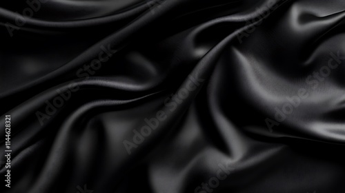 Black silk fabric texture as background. AI Generated