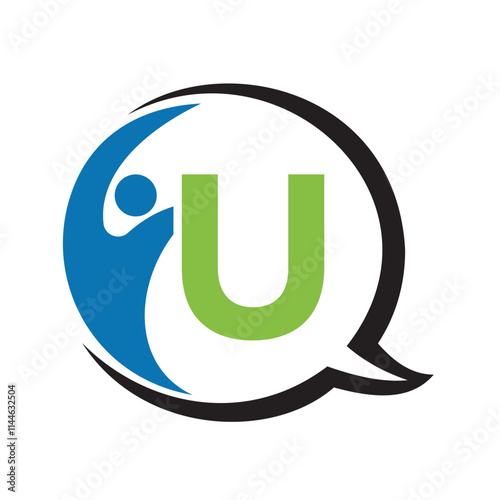 Human Life Logo combine with letter U vector template