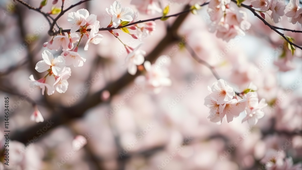 Pink sakura petals gently falling on a blurred background, tranquil, falling Pink sakura petals gently falling on a blurred background, tranquil, falling