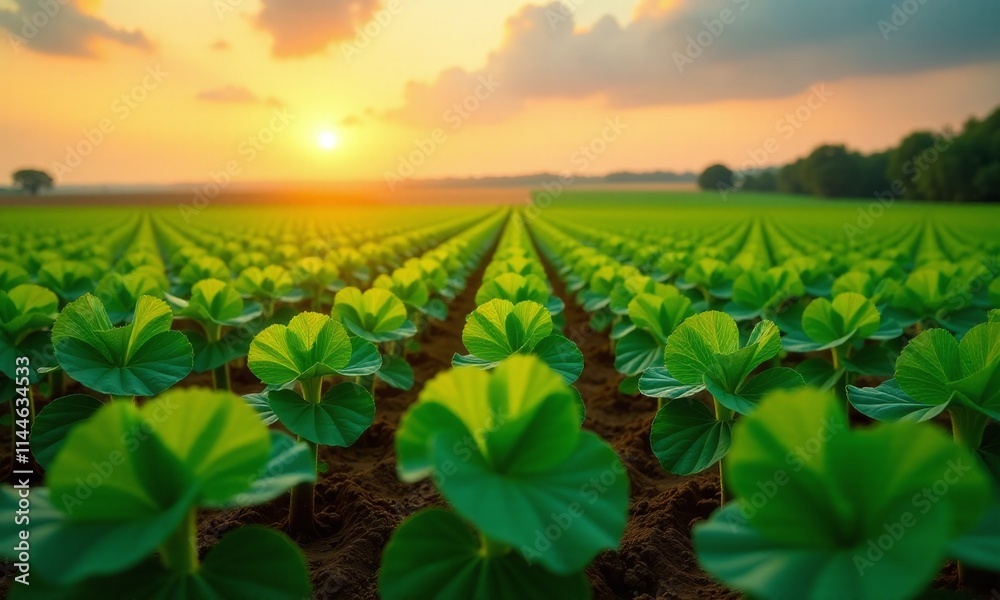 Lush green tobacco field vibrant leaves rich soil Lush green tobacco field vibrant leaves rich soil