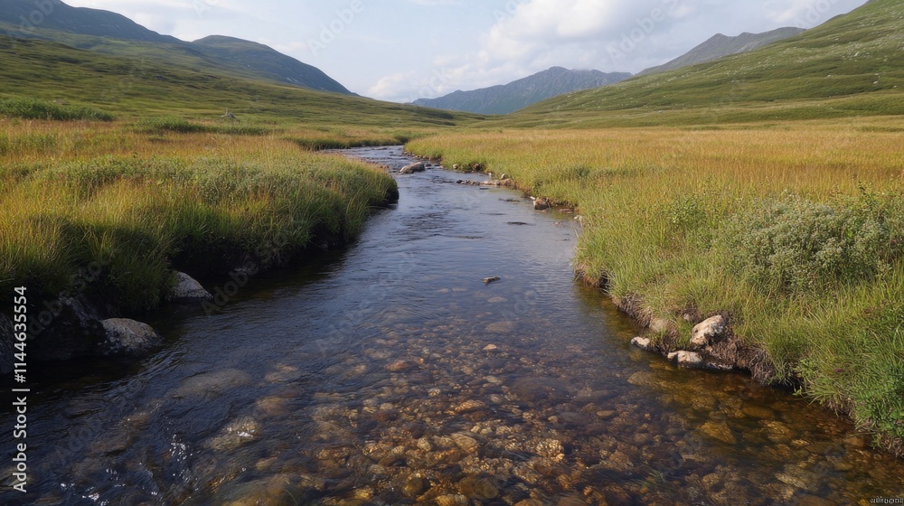 Serene Creek Winding Through Lush Meadowlands Serene Creek Winding Through Lush Meadowlands
