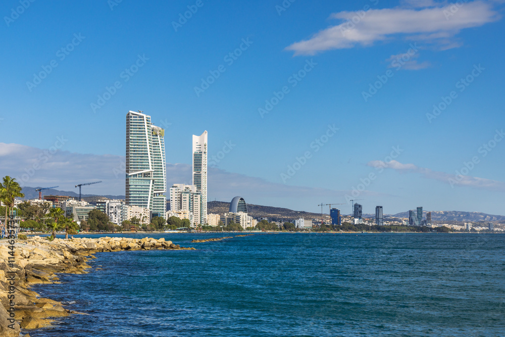 Fototapeta premium Coastline of the city of Limassol on the south coast of Cyprus