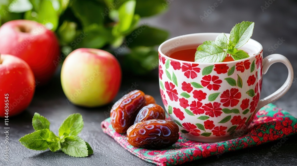 Herbal tea with apples and dates. Herbal tea with apples and dates.