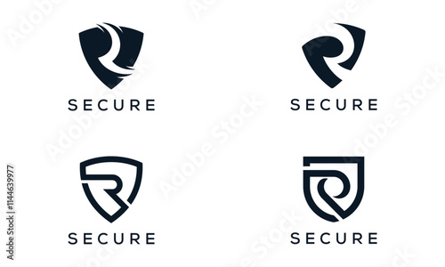 collection of letter R shield secure guard logo design inspiration