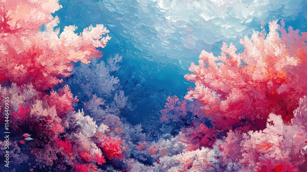 Bleached coral undersea outdoors, digital paint illustration. image Bleached coral undersea outdoors, digital paint illustration. image