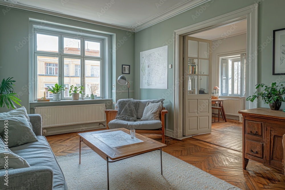 Cozy living room with natural light and stylish decor showcasing a warm and inviting atmosphere in a modern