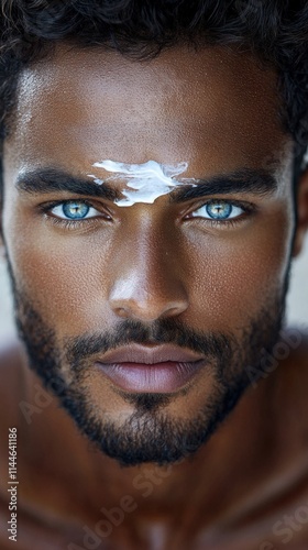 Striking Portrait of a Man with Sunscreen