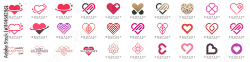 creative Heart, love, logo design vector. romance or valentine's day red heart. Heart vector icons. Artistic red heart love symbols isolated editable vector.