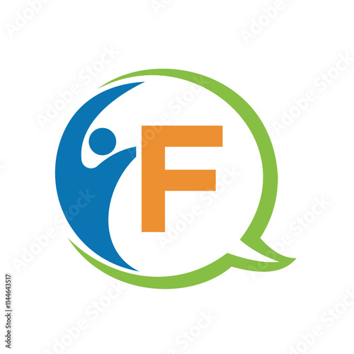 Human Life Logo combine with letter F vector template