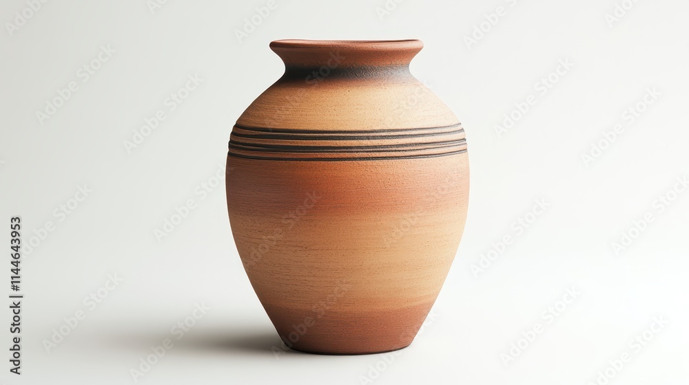 Clay terracota Vase on isolated on white background.