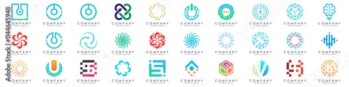 Logo set modern and creative branding idea collection for business company. simple logos, minimalist, abstract vector design.