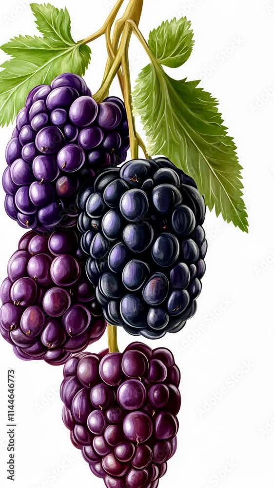 custom made wallpaper toronto digitalFresh blackberries hanging on vine with vibrant green leaves in bright light