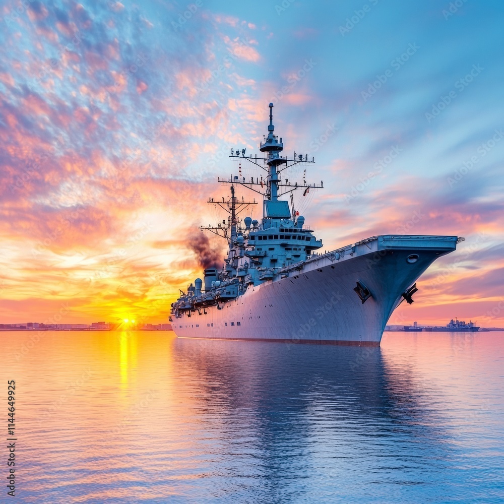 Majestic Warship at Sunset Navy Ship Ocean Sea Military Aircraft Carrier Majestic Warship at Sunset Navy Ship Ocean Sea Military Aircraft Carrier