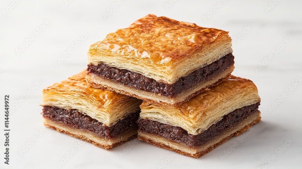 Delicious Chocolate Pastry Squares Stacked High Delicious Chocolate Pastry Squares Stacked High