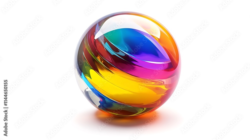 A brightly colored ball with a shiny surface, isolated against a white background for a vibrant visual A brightly colored ball with a shiny surface, isolated against a white background for a vibrant visual