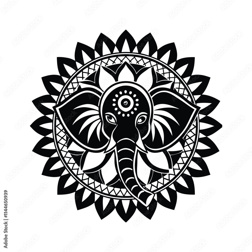 Elephant Head Mandala Design Vector Illustration Elephant Head Mandala Design Vector Illustration