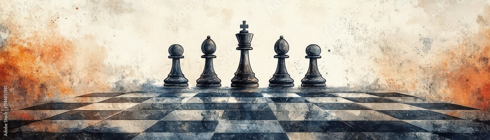 An artistic watercolor rendering of a chessboard as a metaphor for meticulous business planning, with a touch of elegance An artistic watercolor rendering of a chessboard as a metaphor for meticulous business planning, with a touch of elegance