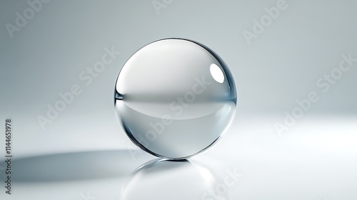 A shiny sphere reflecting light against a white background, creating a futuristic and clean design 
