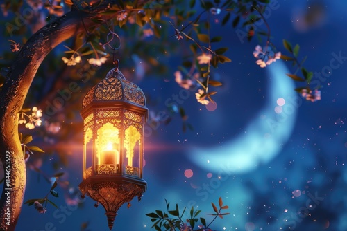 3D wallpaper for Ramadan and Eid al Fitr   lantern   wall   moon photo