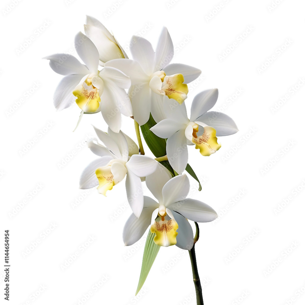 Obraz premium Beautiful bouquet of white orchids. Elegant and delicate flowers.