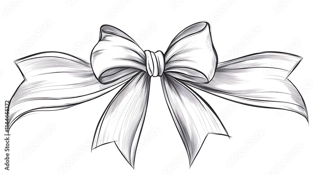 Naklejka premium Flowing ribbon hand-drawn sketch, realistic style.. AI Generated