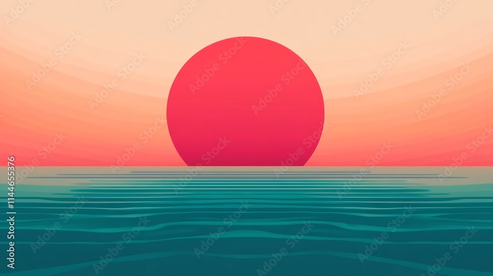 Pastel Gradient Sunset Over Tranquil Ocean Landscape with Smooth Color Tones and Wide Space for Text Pastel Gradient Sunset Over Tranquil Ocean Landscape with Smooth Color Tones and Wide Space for Text