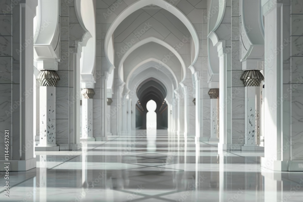 Islamic background for mosque in gray Ramadan social media posts. Muslim Holy Month greetings. Islamic background for mosque in gray Ramadan social media posts. Muslim Holy Month greetings.