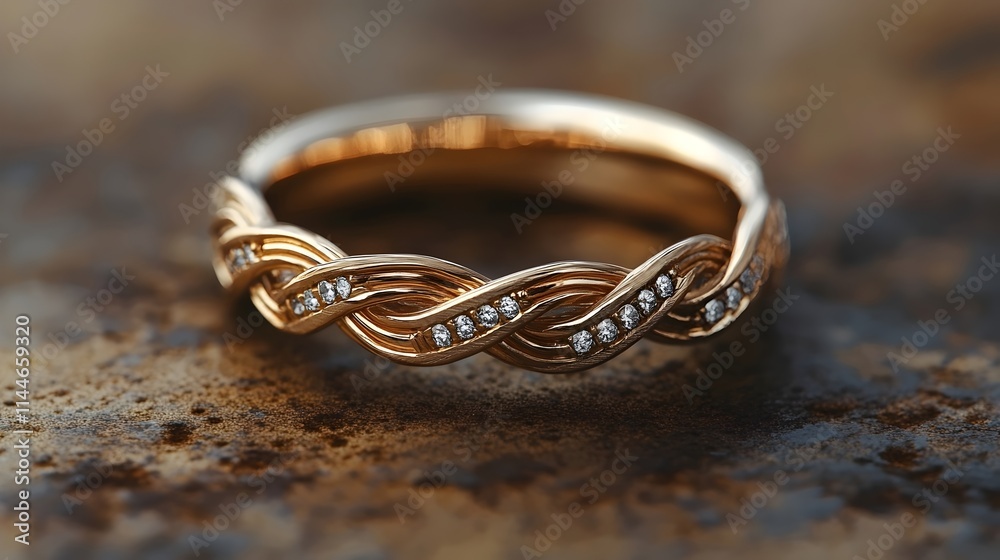 A gold and diamond ring with a wavy band A gold and diamond ring with a wavy band