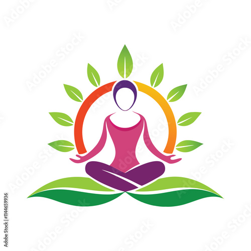 Female Yoga Logo with Nature-Inspired Design