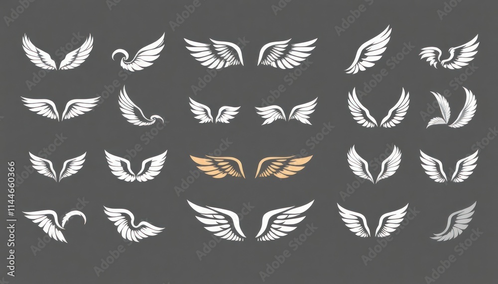 Set Of Different Stylized Wing Designs - Logos - symbols - Design Elements - Tattoo Wings Set Of Different Stylized Wing Designs - Logos - symbols - Design Elements - Tattoo Wings