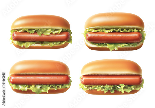 Set of Dog Sandwiches With Lettuce on Black Background photo