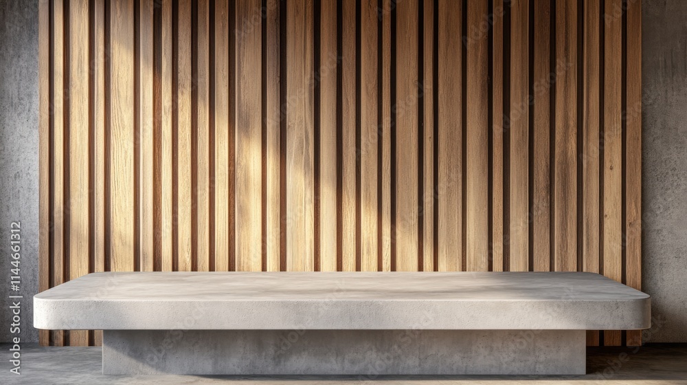 Concrete Platform Before Wooden Slat Wall Concrete Platform Before Wooden Slat Wall