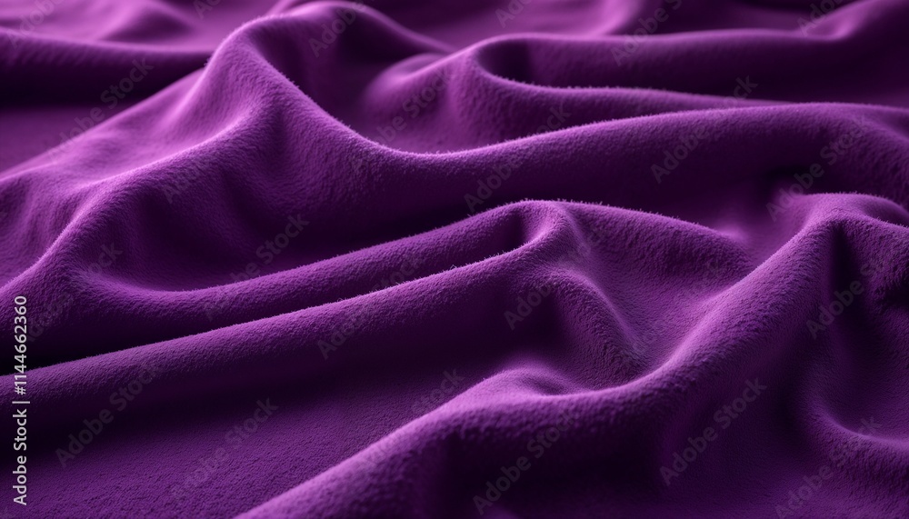 Luxurious purple velvet fabric with elegant folds and rich texture Luxurious purple velvet fabric with elegant folds and rich texture
