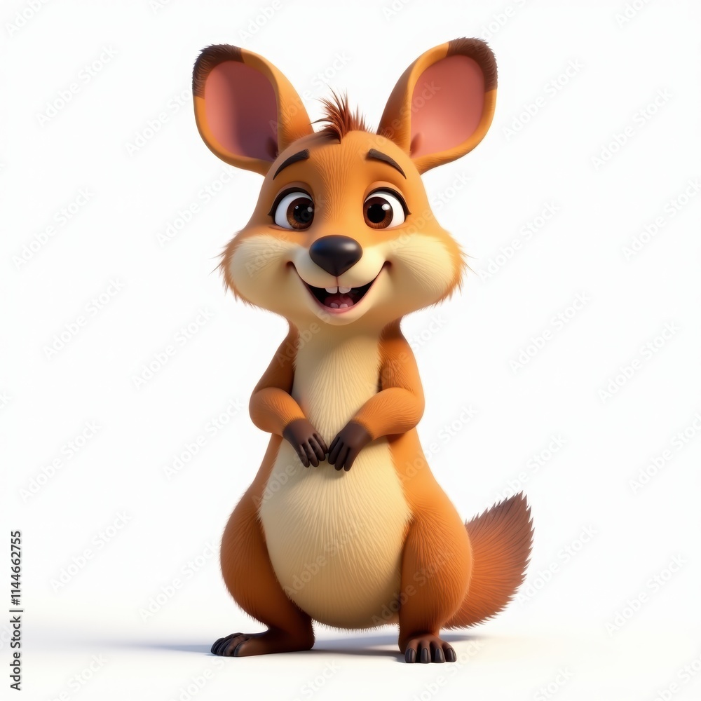 Adorable 3D Cartoon Kangaroo Character, isolated on white background Adorable 3D Cartoon Kangaroo Character, isolated on white background