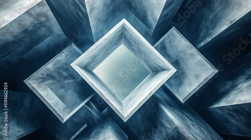 Abstract geometric structure featuring a central void digital art 3d perspective modern environment photo