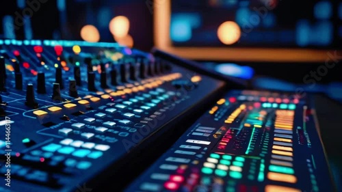 Wallpaper Mural Conceptual digital control panel for music production in a futuristic studio, 4k High-Quality Wallpaper Background Animation Video Torontodigital.ca