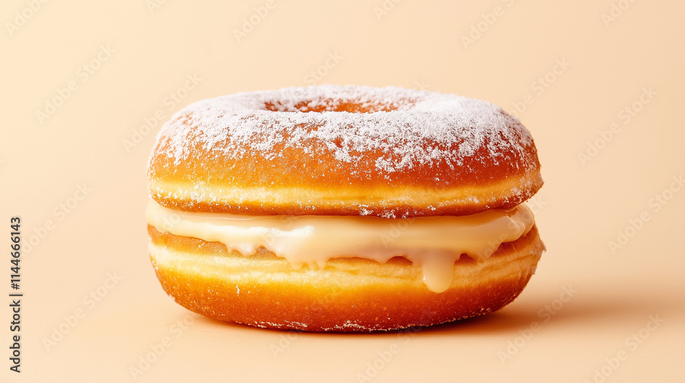 Double Delight Donut: Indulge your senses with this delectable double-decker donut, generously filled with creamy custard and dusted with powdered sugar. A tempting treat for any sweet tooth. Double Delight Donut: Indulge your senses with this delectable double-decker donut, generously filled with creamy custard and dusted with powdered sugar. A tempting treat for any sweet tooth.