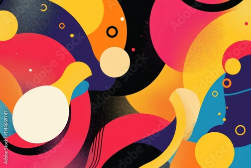 Vibrant Abstract Art with Circular Shapes and Designs