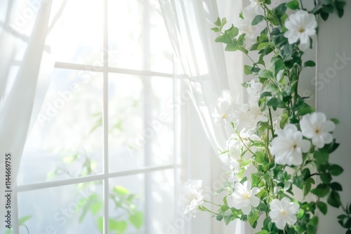 Elegant Interior with White Flowers by Window