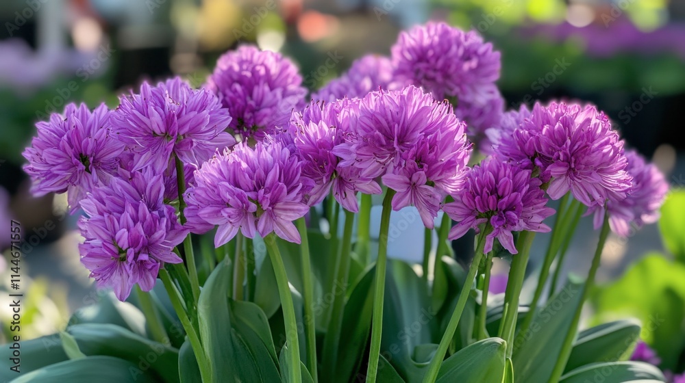 Fototapeta premium Vibrant Purple Flowers Blooming in a Garden Setting