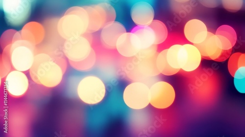 Vibrant Bokeh Lights in Warm Toned Abstract Background with Ample Copy Space