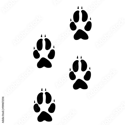 wild wood animal tracks. Animal paw prints, vector different animals footprints black on white illustration. 