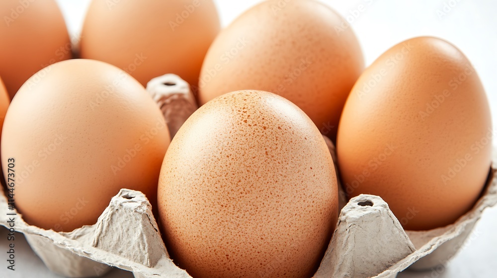 Brown eggs nestle closely in carton mockup, wide shot photo.. AI Generated Brown eggs nestle closely in carton mockup, wide shot photo.. AI Generated