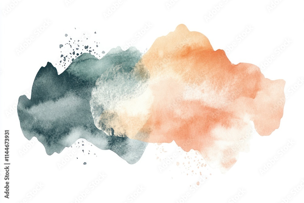 Fototapeta premium Abstract Watercolor Shapes with Textured Elements